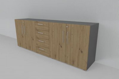 Büroschrankwand VH2 Sideboard Grafit-Asateiche