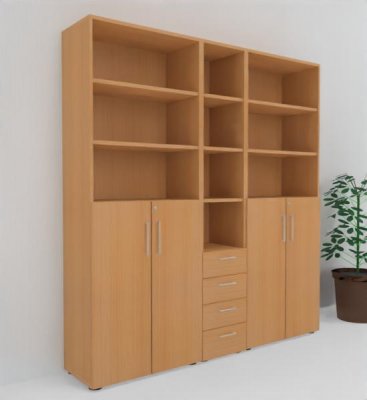 Büro Schrankwand VH10 240 cm breit Buche