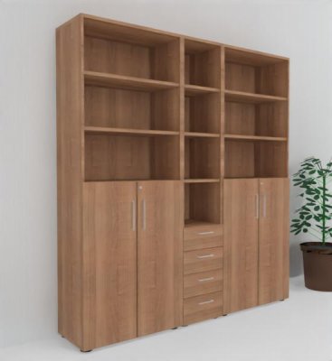 Büro Schrankwand VH10 240 cm breit Nussbaum