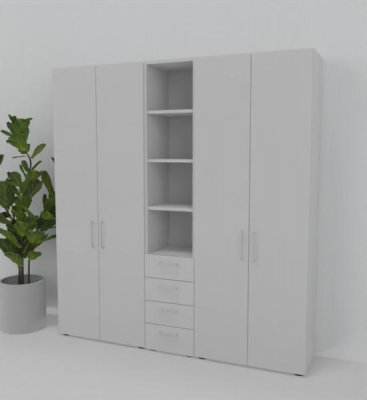 Büroschrankwand VH6 200 cm breit 215,6 cm hoch Lichtgrau