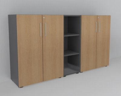 Büro Schrankwand VH91 Grafit-Eiche