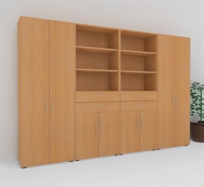 Büro Schrankwand VH92 320 cm breit Buche