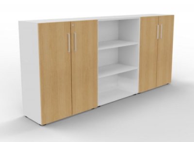 Büro Schrankwand VH93 Weiss-Eiche