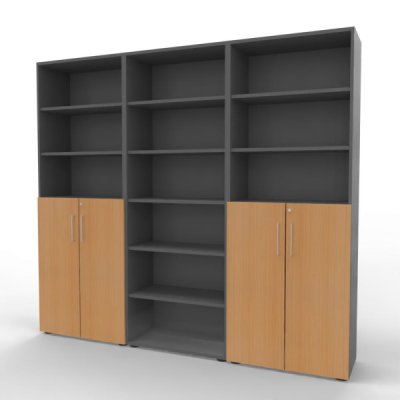 Büro Schrankwand VH96 Grafit-Buche