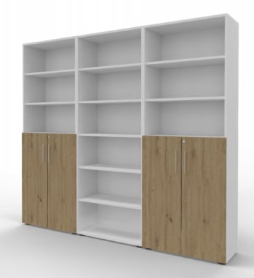 Büro Schrankwand VH96 Weiss-Asteiche