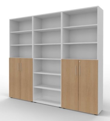 Büro Schrankwand VH96 Weiss-Eiche