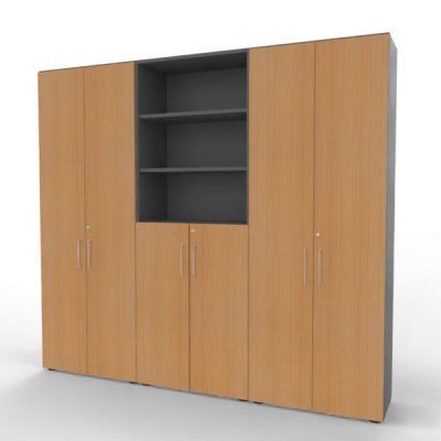 Büro Schrankwand VH98 Grafit-Buche