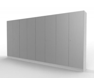 Büroschrankwand 400 cm breit Klassik K18 Weiß-Silber