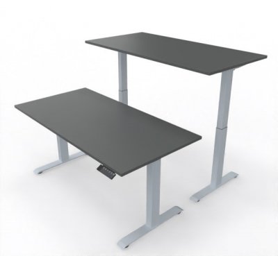 Doppelarbeitsplatz 160 x 160 cm GEL2 Gestellfarbe Silber Tischplatte Onyx