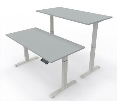 Doppelarbeitsplatz 160 x 160 cm GEL2 Gestellfarbe Weiß Tischplatte Lichtgrau