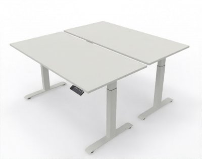 Doppelarbeitsplatz 160 x 160 cm GEL2 Gestellfarbe Weiß Tischplatte Weiß