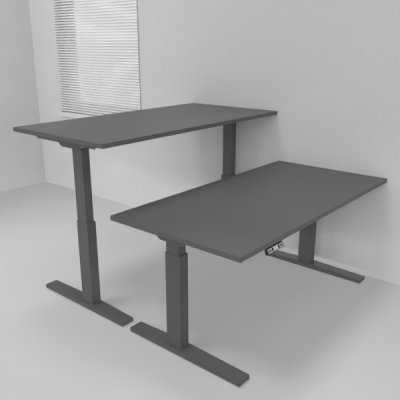 Doppelarbeitsplatz 163 x 160 cm HMK1 elektrisch höhenverstellbare Schreibtische Gestell Grafit Tischplatten Grafit