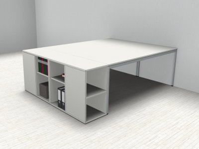 Doppelarbeitsplatz 220 x 160 cm GD22 Dekor Weiß