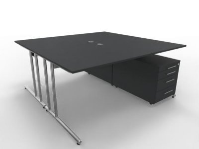 Doppelarbeitsplatz Artline1 160x160cm Anthrazit