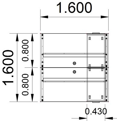 Doppelarbeitsplatz Artline1 160x160cm Stellfläche