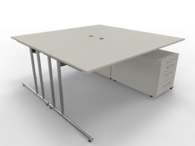Doppelarbeitsplatz Artline1 160x160cm Weiß