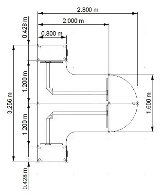 Doppelarbeitsplatz B10 Zeichnung