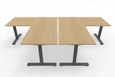 Doppelarbeitsplatz 320 x 180 cm DS2 Ahorn Gestell Grafit