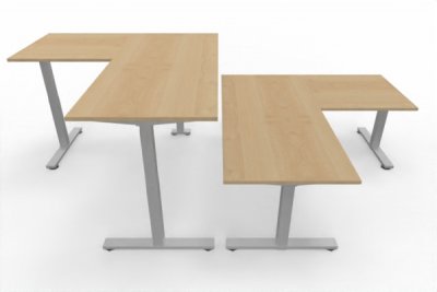 Doppelarbeitsplatz 320 x 180 cm DS2 Ahorn Gestell Silber