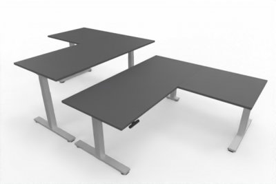 Doppelarbeitsplatz 320 x 180 cm DS2 Grafit Gestell Silber