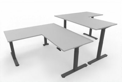 Doppelarbeitsplatz 320 x 180 cm DS2 Lichtgrau Gestell Grafit