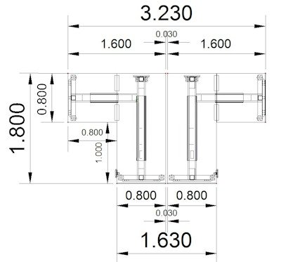 Doppelarbeitsplatz 320 x 180 cm DS2