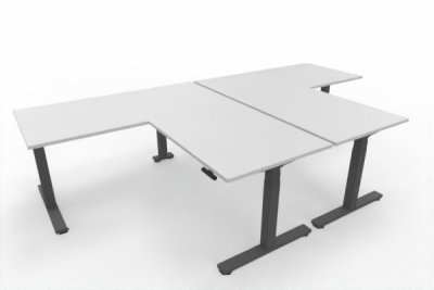 Doppelarbeitsplatz 320 x 180 cm DS2 Weiß Gestell Grafit