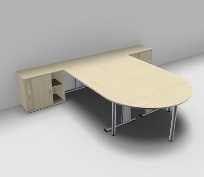Doppelarbeitsplatz G2S mit Berateransatztisch Ahorn