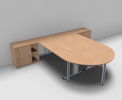 Doppelarbeitsplatz G2S mit Berateransatztisch Buche