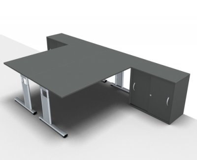 Doppelarbeitsplatz GD18 Onyx-Grau