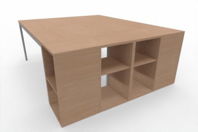 Doppelarbeitsplatz 160 x 200 cm zwei Schreibtische mit Anstellregalen Dekor Buche