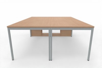 Doppelarbeitsplatz 160 x 200 cm zwei Schreibtische mit Anstellregalen Dekor Buche