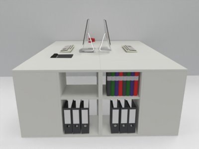 Doppelarbeitsplatz 160 x 200 cm zwei Schreibtische mit Anstellregalen Dekor Weiß