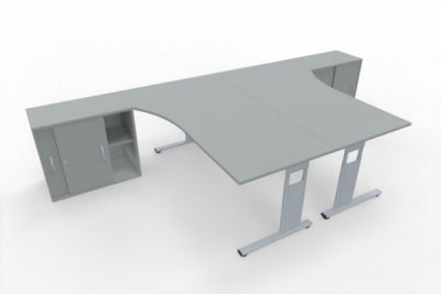 Doppelarbeitsplatz GD25 Schreibtisch für 2 Personen Lichtgrau