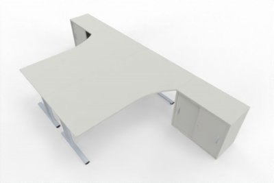 Doppelarbeitsplatz GD25 Schreibtisch für 2 Personen Weißgrau