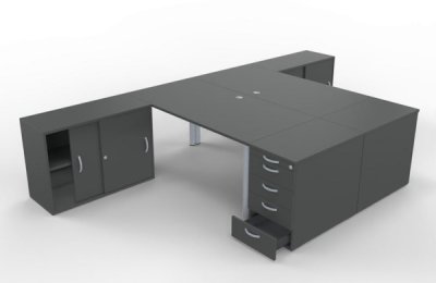 Doppelarbeitsplatz GN2 Onyx-Grau