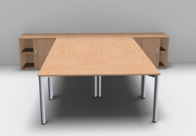 Schreibtischarbeitsplatz GV2 für 3 Personen Buche
