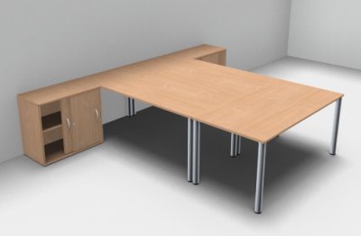 Schreibtischarbeitsplatz GV2 für 3 Personen Buche