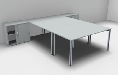 Schreibtischarbeitsplatz GV2 für 3 Personen Lichtgrau