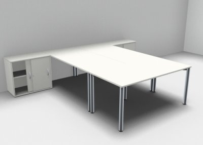 Schreibtischarbeitsplatz GV2 für 3 Personen Weiss