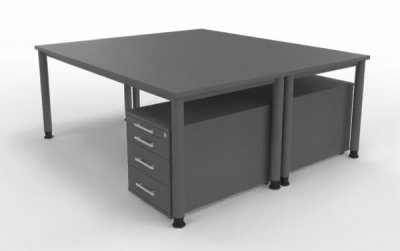 Doppelarbeitsplatz H18 mit Rollcontainern Grafit Grafit