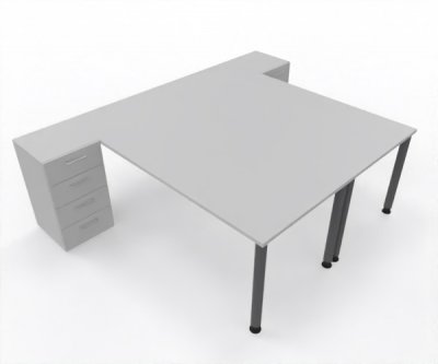 Doppelarbeitsplatz 240 x 160 cm HA1 Gestellfarbe Grafit Tischplatten Dekor Lichtgrau