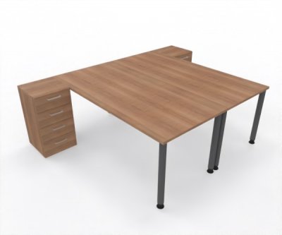 Doppelarbeitsplatz 240 x 160 cm HA1 Gestellfarbe Grafit Tischplatten Dekor Nussbaum