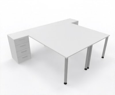Doppelarbeitsplatz 240 x 160 cm HA1 Gestellfarbe Silber Tischplatten Dekor Weiß