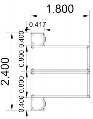 Doppelarbeitsplatz 240 x 160 cm HA1 Zeichnung Stellfläche