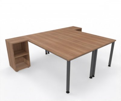 Doppelarbeitsplatz 240 x 180 cm HA4 Gestell Grafit Tischplatten Nussbaum