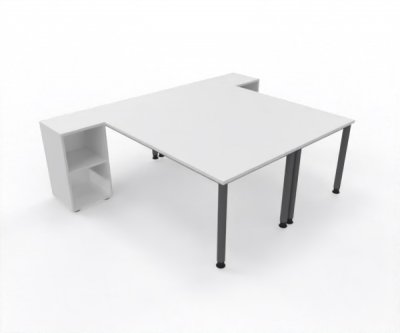 Doppelarbeitsplatz 240 x 180 cm HA4 Gestell Grafit Tischplatten Weiß