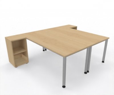 Doppelarbeitsplatz 240 x 180 cm HA4 Gestell Silber Tischplatten Ahorn