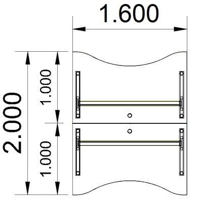 Doppelarbeitsplatz ME16 Ergo Stellfläche