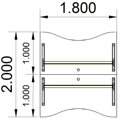 Doppelarbeitsplatz ME18 Ergo Stellfläche